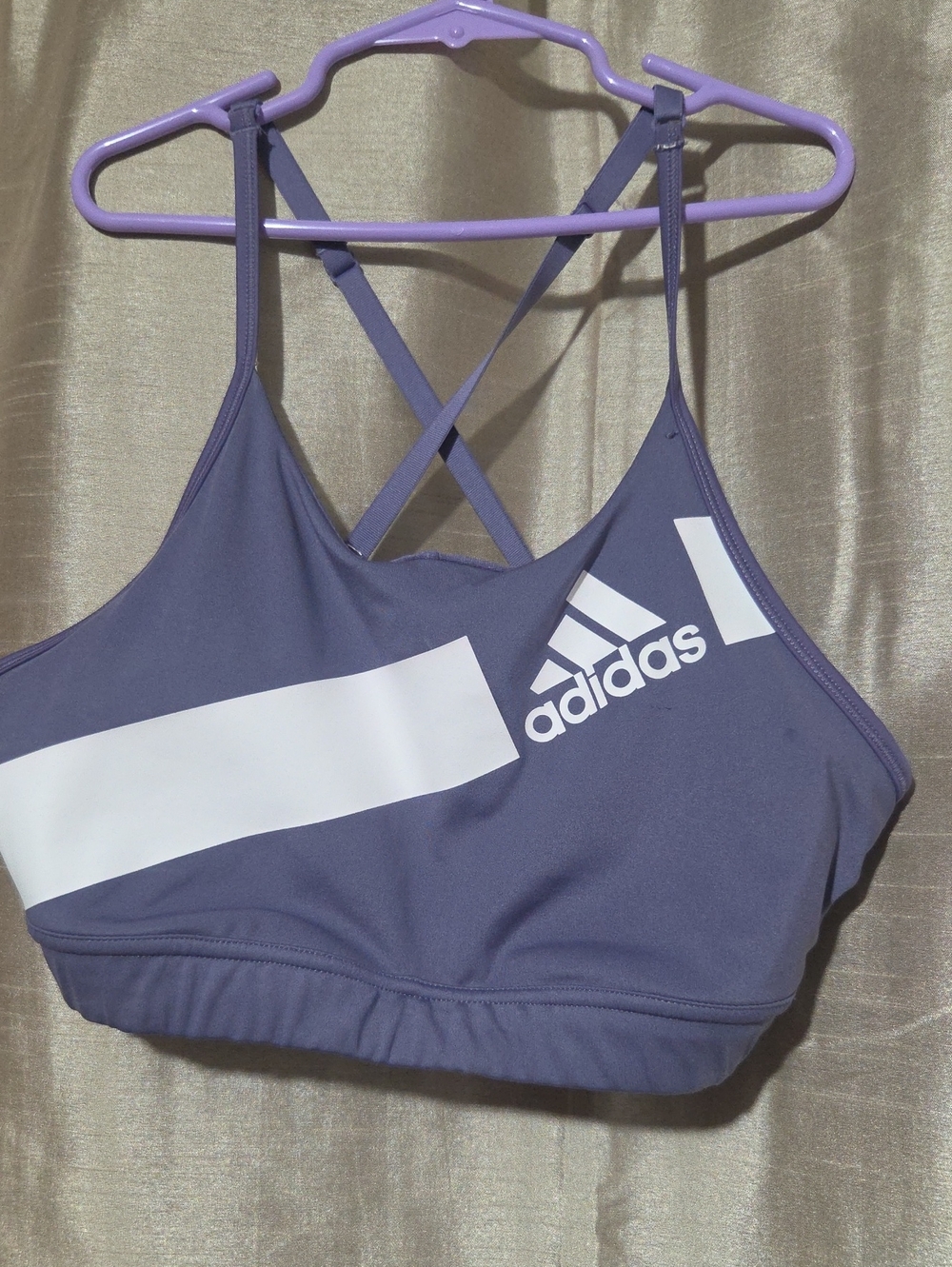 adidas Purple Crossback Swim Top with White Logo